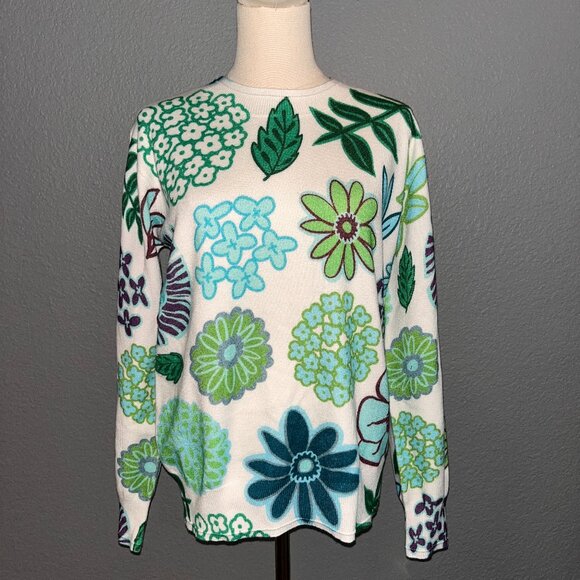 Lesley Evers Sweaters - LESLEY EVERS AMELIA SWEATER DAZZLE FLOWER CREW NECK SWEATER - NWOT - SIZE: XL